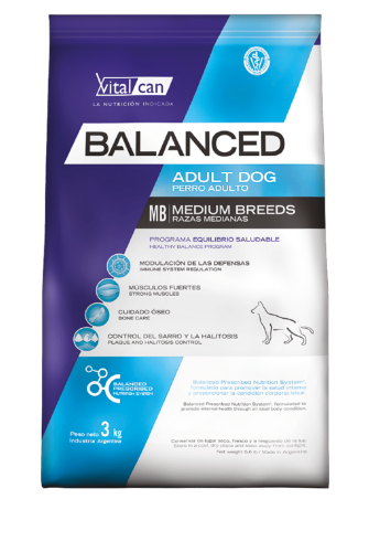 Виталкан Balanced Dog Adult Medium Breed для взр собак средних пород, курица